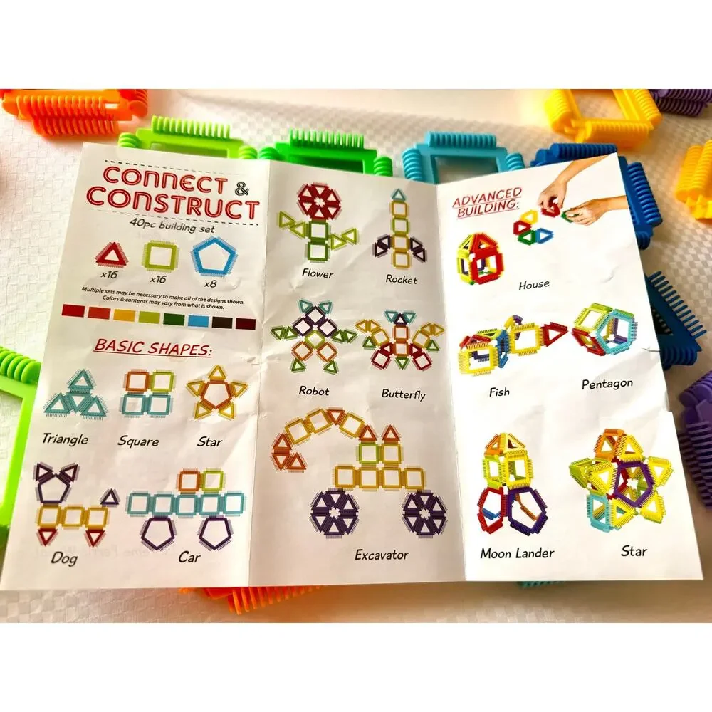 Connect & Construct 38 of 40 Piece Building Set (STEM Jr.) blocks shapes